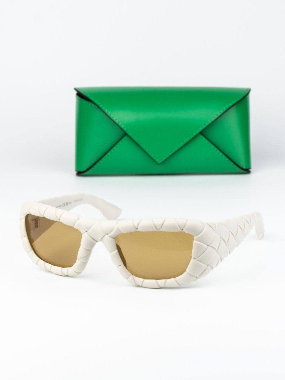 Bottega Veneta Men Sunglasses Pattern Chalk White Brown Rectangle BV1303S 006
